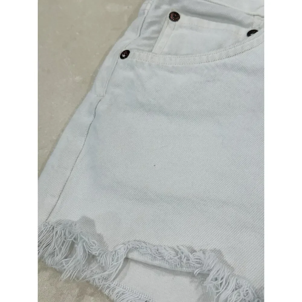 Agolde Parker Jean Denim High Rise Cutoff Shorts White 26